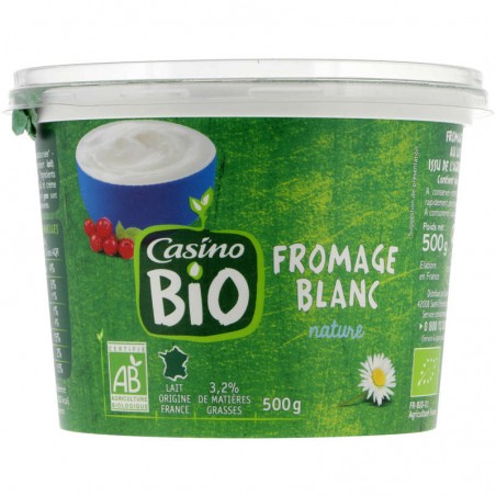 CASINO BIO Fromage frais BIO 3.2% de mat.gr.sur produit fini 500g